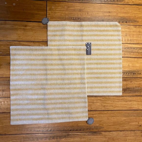 Yellow Ticking Stripe Decorative Pillow Cover 20x20 Zipper Closure Rizzy Home - Picture 10 of 11